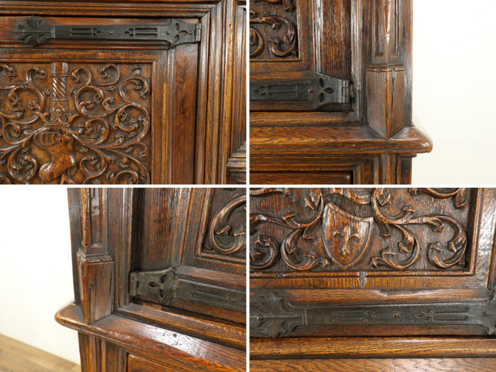 7つの騎士に守られた、ゴシックキャビネット 64704 アンティーク家具