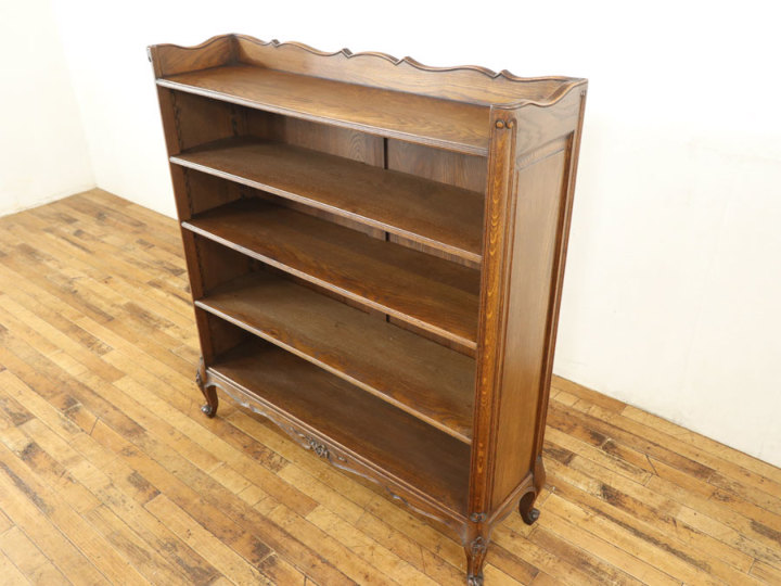 フランスアンティーク猫脚ブックシェルフ/木製本棚/飾り棚/食器棚(90