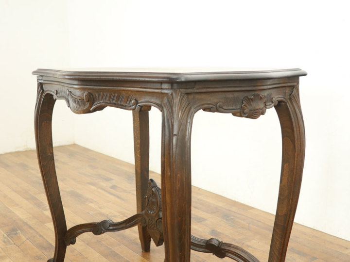 ロココ調アンティークテーブル、フランスサイドテ ロココ調 コンソールテーブル サイドテーブル ブラウン VTA4120