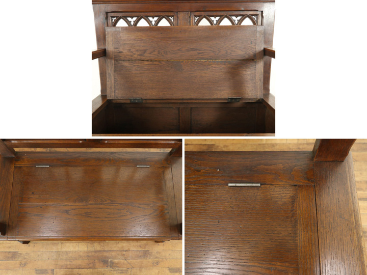 優しい色と、厳粛なデザイン、ゴシックベンチ 64719 アンティーク家具