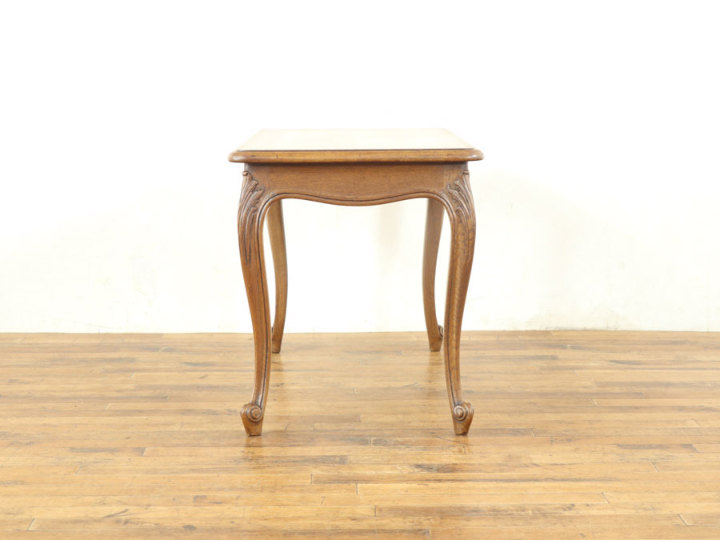 アメリカ製 オーク材 猫脚カフェテーブル／サイドテーブル☆美品 重厚で綺麗な杢目 テーブル 猫脚 ヨーロピアン アンティーク 丸テーブル サイド