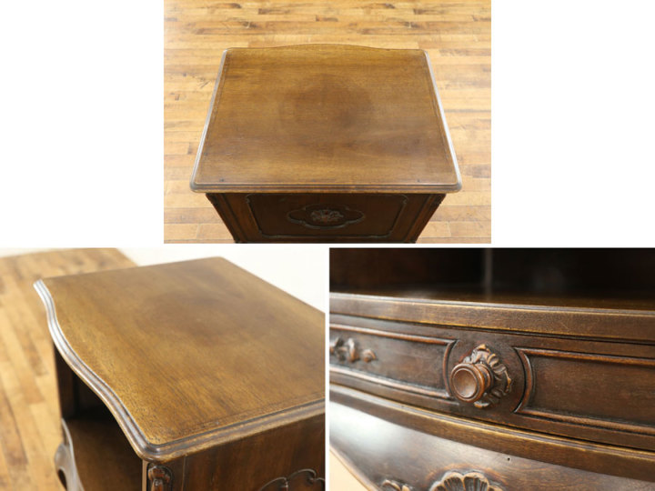 曲線的で優雅なデザイン ナイトテーブル 64755 アンティーク家具