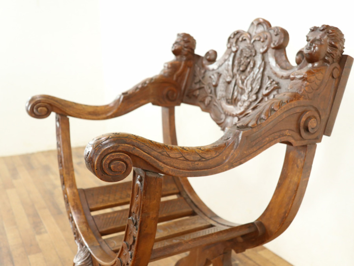 正規品新品◆アンティーク! ダンテチェア サボナローラチェア ルネッサンス様式 椅子 西洋家具 西洋