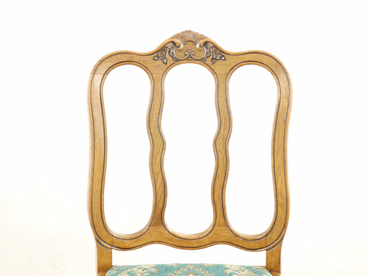 美しい透かし彫り 猫脚テーブル・チェア6脚セット 64880