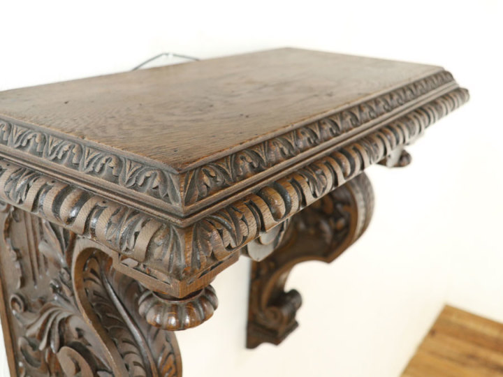 【美品】フランスアンティーク 木細工装飾 木製ウォールシェルフ[2931] フランスアンティーク家具 アンティークウォールシェルフ.L