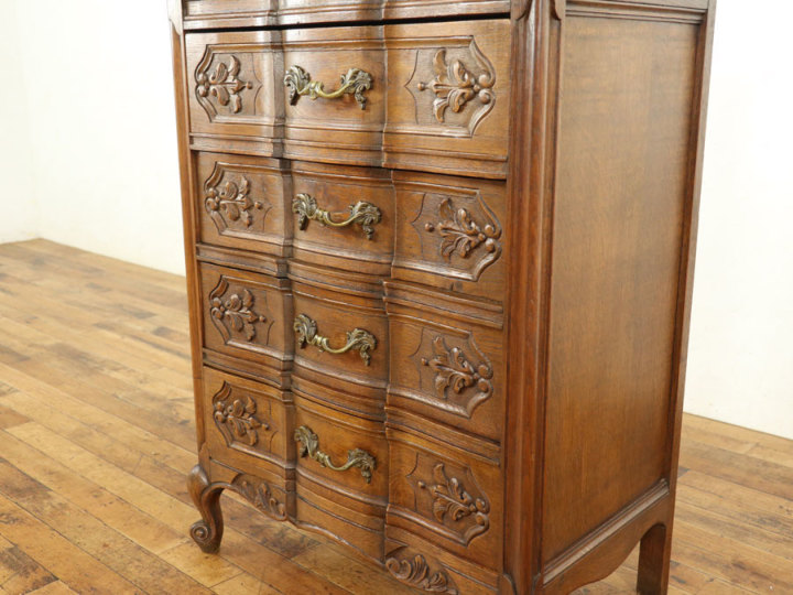 フランスアンティーク ダークカラー猫脚チェスト 65016