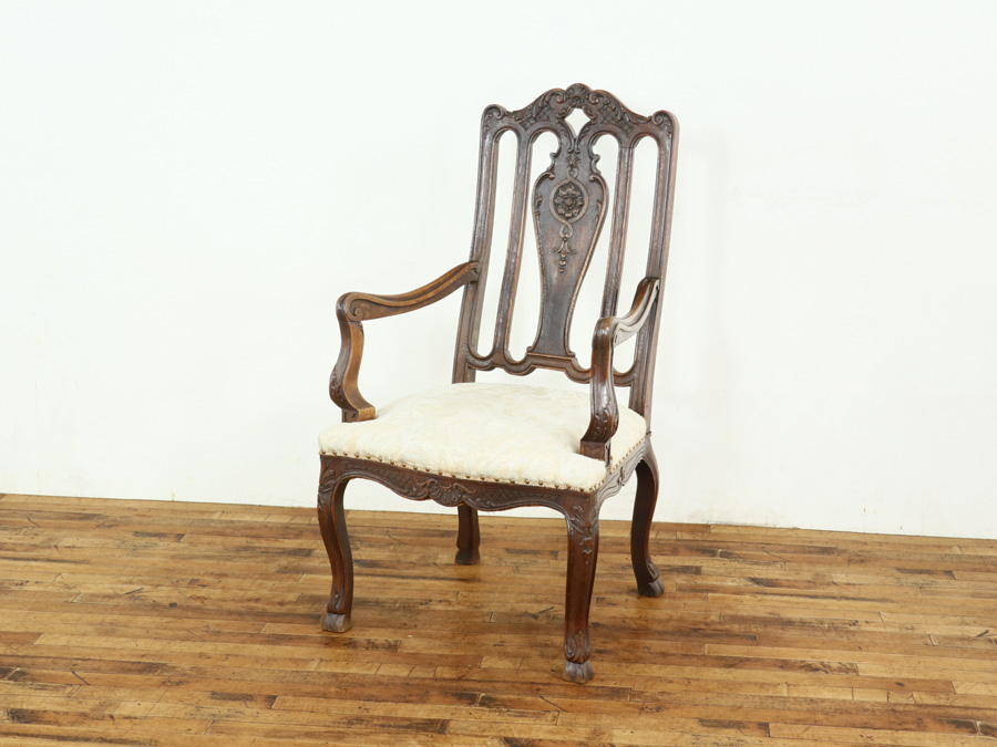 フランスアンティーク ダークカラー ハイバックアームチェア 65069在庫