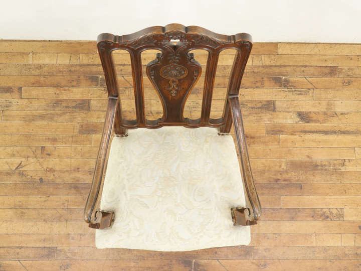 フランスアンティーク ダークカラー ハイバックアームチェア 65069在庫