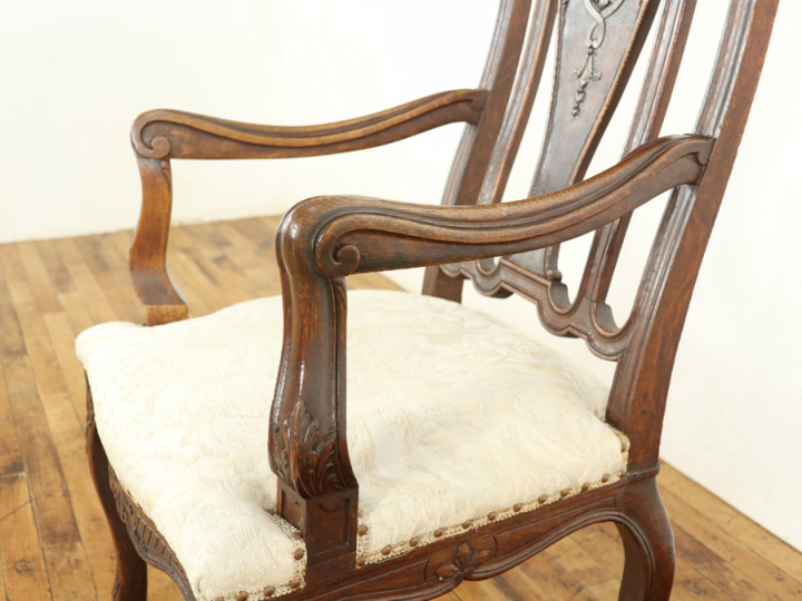 フランスアンティーク ダークカラー ハイバックアームチェア 65069在庫