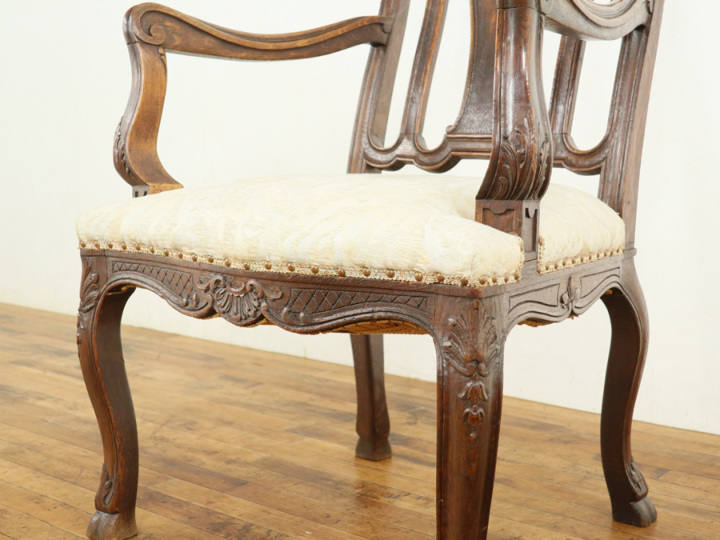 フランスアンティーク ダークカラー ハイバックアームチェア 65069在庫