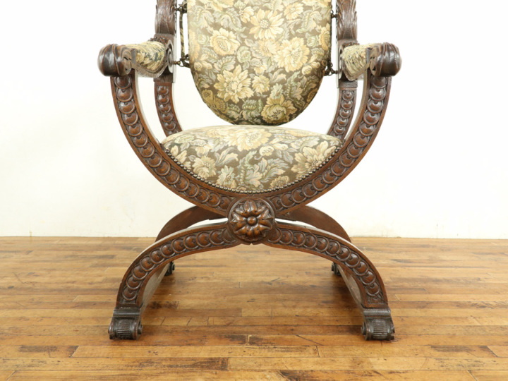 重厚なたたずまい フランスアンティーク サボナローラチェア 65140