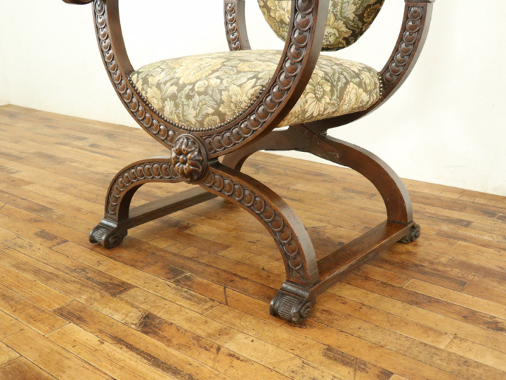 重厚なたたずまい フランスアンティーク サボナローラチェア 65140