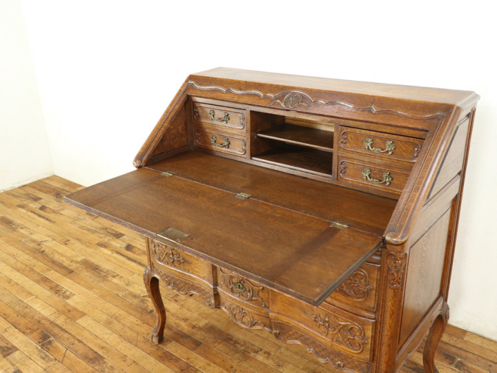 アンティーク　イタリア製ライティングビューロー イギリスアンティーク ライティングビューロー デスク オーク材