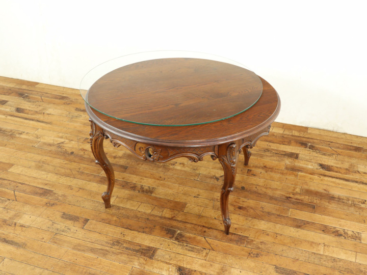 ちょっと大きなサイズの丸型ガラストップコーヒーテーブル 65173