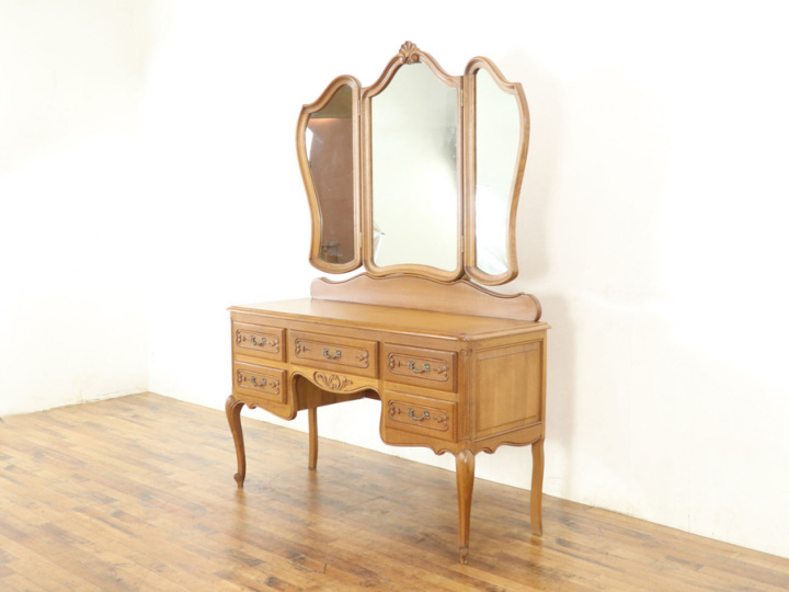 アウトレット新品送料無料★アンティーク風★猫足★クラシカルドレッサー【3面鏡】 三面鏡タイプ フランス猫脚ドレッサー 65335 アンティーク家具 ウェブ