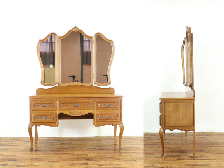 三面鏡タイプ フランス猫脚ドレッサー 65335 アンティーク家具 ウェブ
