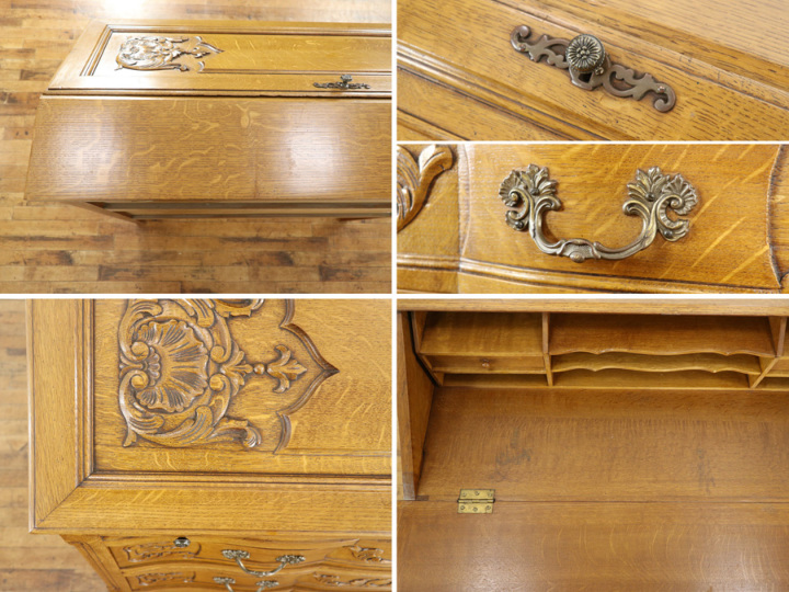 明るめのお色 フランス猫脚ライティングビューロー 65339 アンティーク