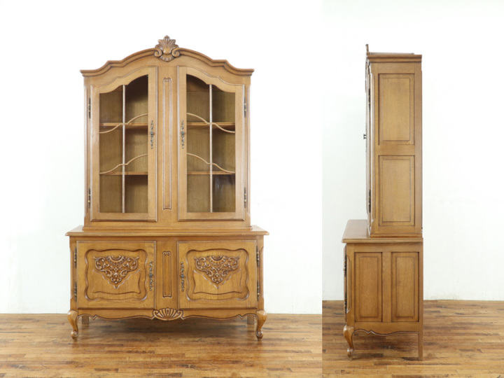 ☆送料無料☆ アンティーク　キャビネット 横面にも個性 キャビネット 65354 アンティーク家具 ウェブサイト商品