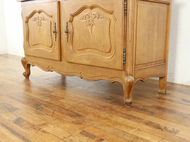 キャビネット　アンティーク　猫脚　外国製 シンプルかわいい フランス猫脚キャビネット 65361 アンティーク家具