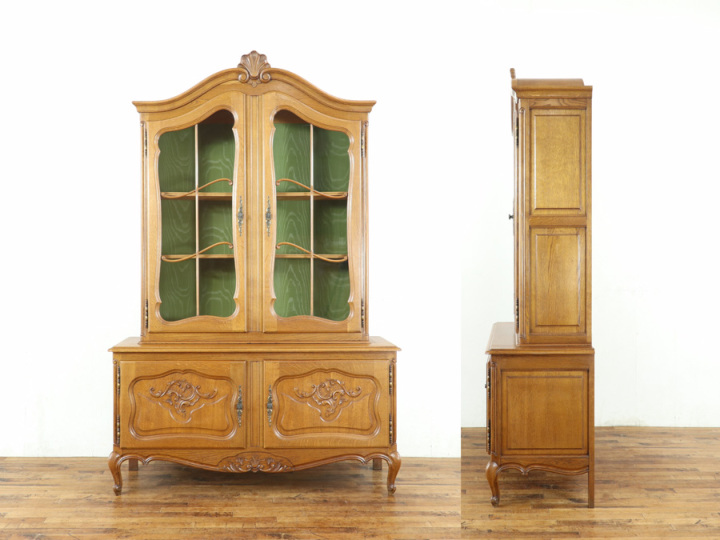 グリーンのクロスもかわいい キャビネット 65381 アンティーク家具