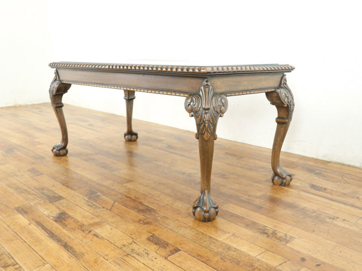 ボールアンドクロウフットも魅力 ガラストップコーヒーテーブル 65441