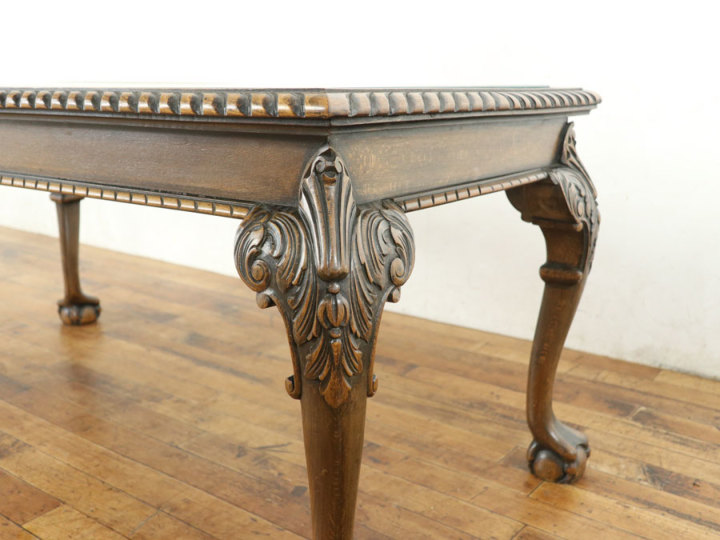 ボールアンドクロウフットも魅力 ガラストップコーヒーテーブル 65441