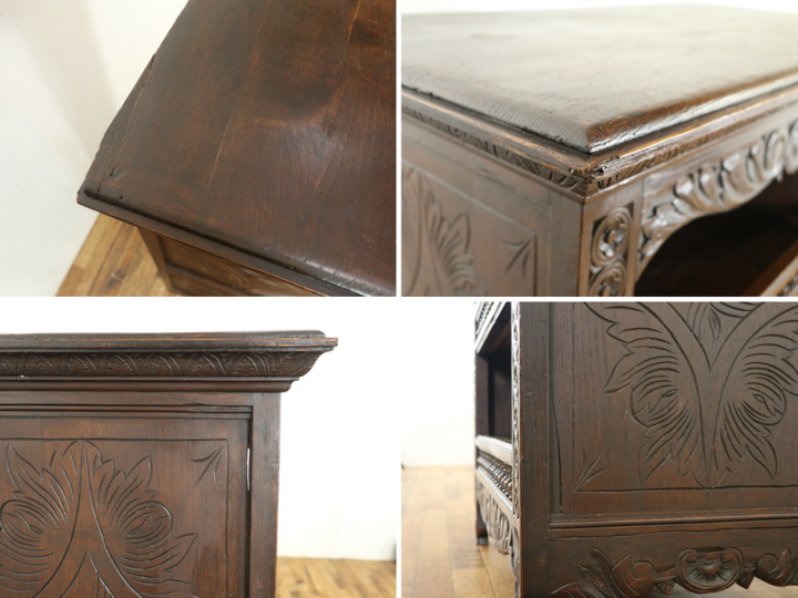 スピンドルが美しいレアサイズのキャビネット 70121 アンティーク家具