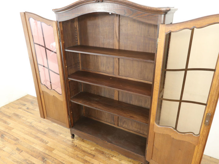 アンティークキャビネット#13 色付きガラスのダークカラーキャビネット 70173 アンティーク