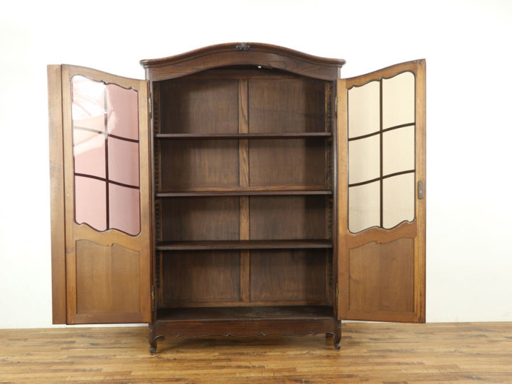 木製キャビネット ダークブラウン ガラス扉 本棚 アンティーク キャビネット ガラス扉 ダークブラウン 引き戸 薄型 省スペース 幅90