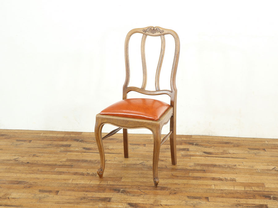 椅子② イタリア製　アンティーク　ダイニングチェア　猫脚 イタリア ダイニングチェア 猫脚 レッドストライプ 完成品 イス