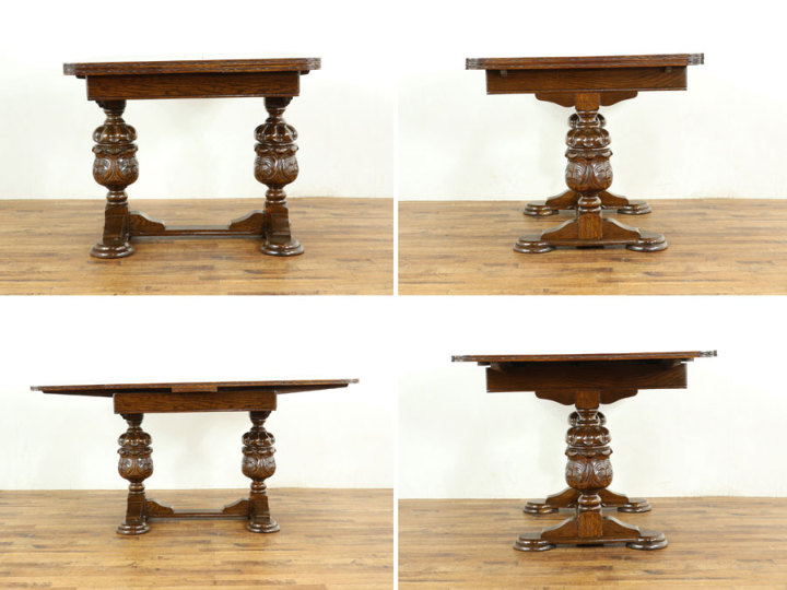 どっしりとしたブルボーズレッグ ドローリーフテーブル 70232