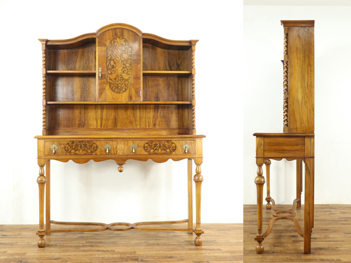 木目調 カップボード/美品 関家具 カップ CUP 食器棚 100幅 収納 キッチンワゴン キッチン