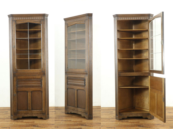 棚板がたくさん付いた コーナーキャビネット 70255 アンティーク家具