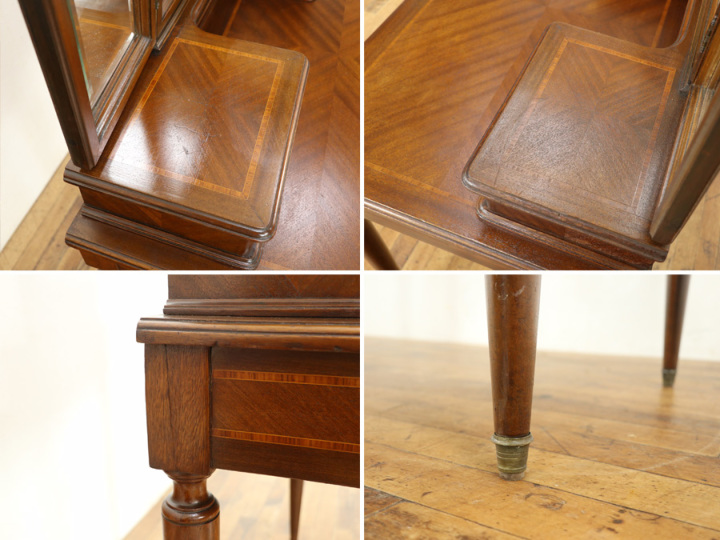 フランスアンティーク ドレッサー 小ぶりなサイズの三面鏡 ドレッサー 70389 アンティーク家具 ウェブ