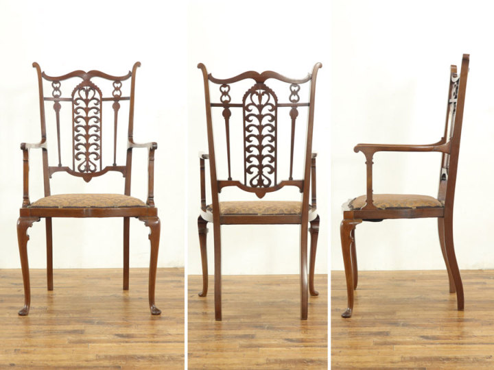 麗しくも独特、飾りたくなるマホガニーアームチェア 70403