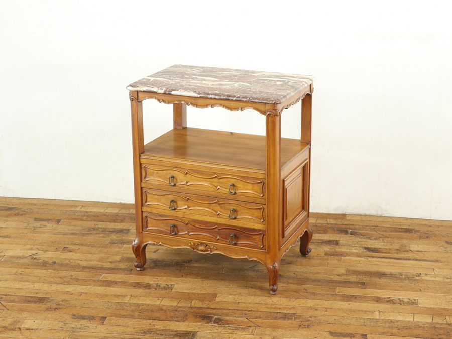 キッチンなどにもおすすめの大理石天板 マーブルトップチェスト