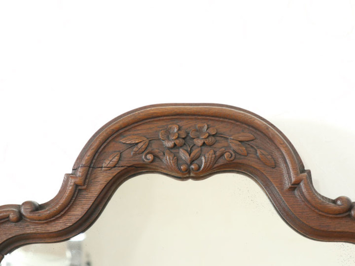 お花の彫刻と可愛らしいシルエット ウォールミラー 70464 アンティーク