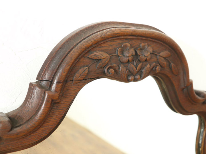 お花の彫刻と可愛らしいシルエット ウォールミラー 70464 アンティーク