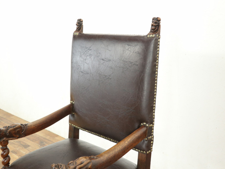 ボールアンドリヨン？ 座面張り替え済み フランスアンティーク アーム