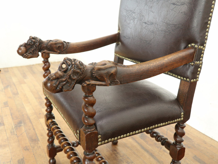 ボールアンドリヨン？ 座面張り替え済み フランスアンティーク アーム