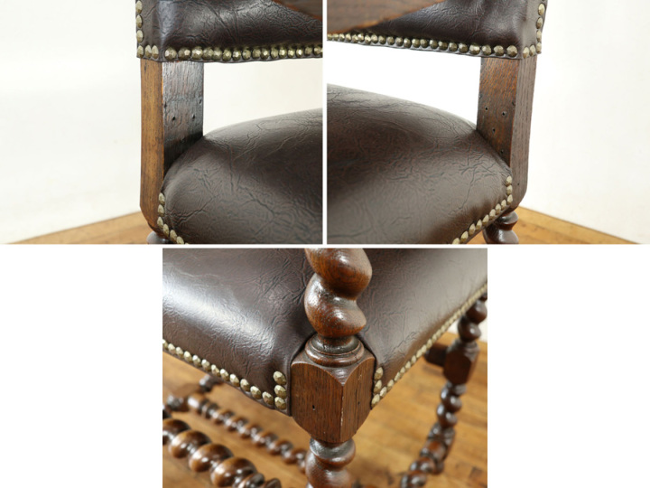 ボールアンドリヨン？ 座面張り替え済み フランスアンティーク アーム