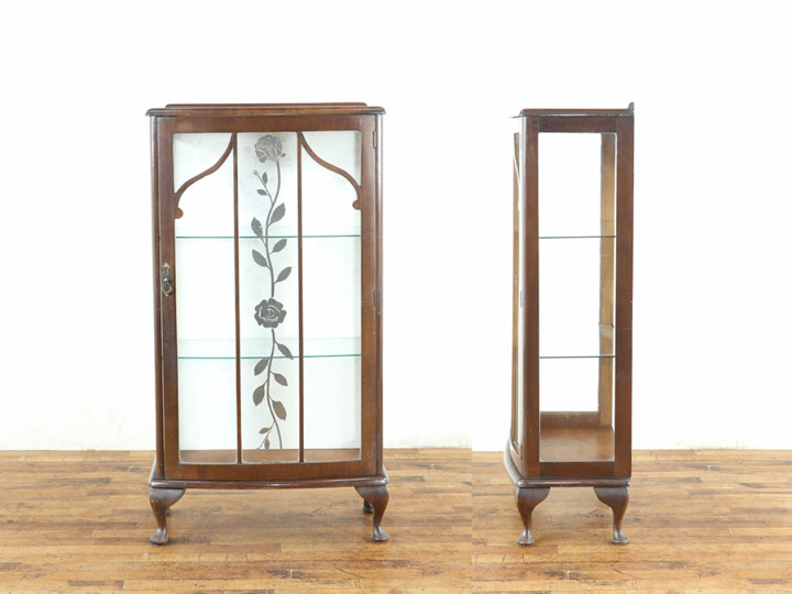 バラの装飾も魅力 張替済ショーケース 80242 アンティーク家具 ウェブ