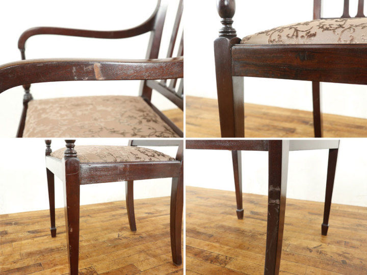 エドワーディアンの上品なデザイン 張替済アームチェア 80405b