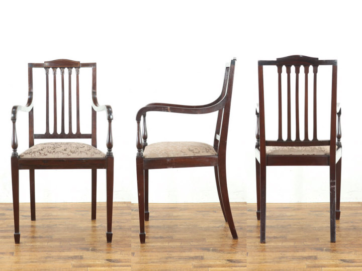 エドワーディアンの上品なデザイン 張替済アームチェア 80405b