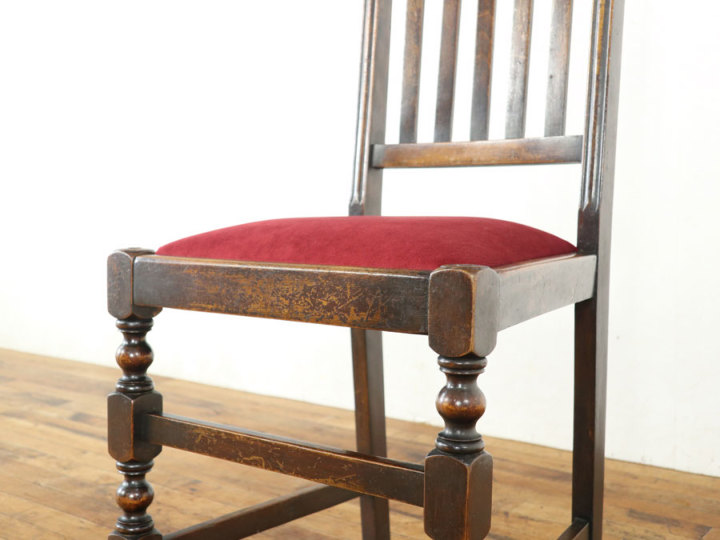 ダイニングチェア　イギリス　アンティーク 本物アンティークの味わい 張替済ダイニングチェア 80418在庫3脚