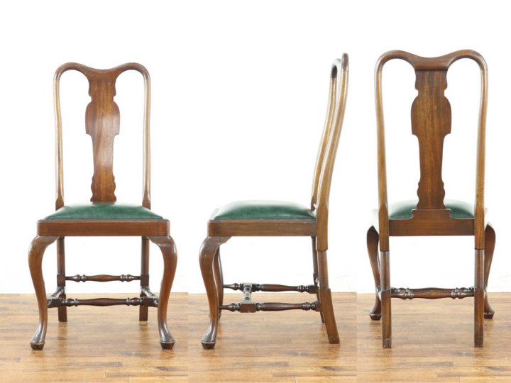 イギリス アンティーク 家具 クイーンアンチェア 4脚セット 英国 4720e イギリス アンティーク 家具 クイーンアンチェア 4脚セット 英国 4720e