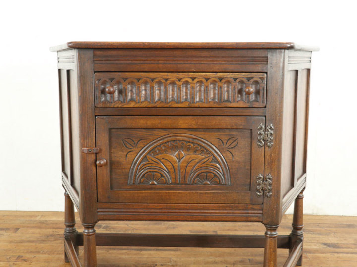 引き出し収納 扉収納付き サイドキャビネット 80500 アンティーク家具