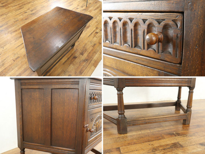 アンティーク　引き出し付き　キャビネット　収納 引き出し収納 扉収納付き サイドキャビネット 80500 アンティーク家具