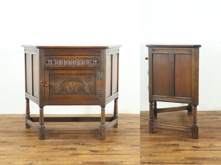 引き出し収納 扉収納付き サイドキャビネット 80500 アンティーク家具