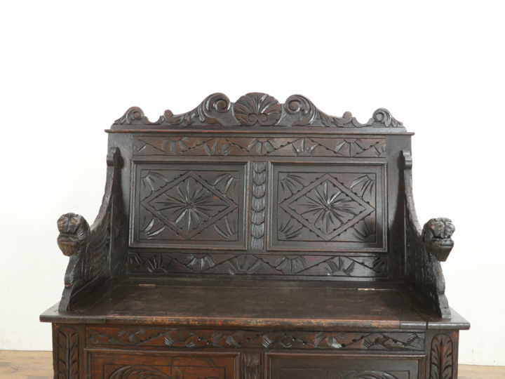 民芸家具　ベンチ　長椅子　机付き　アンティーク 民芸家具 ベンチ 長椅子 机付き アンティーク